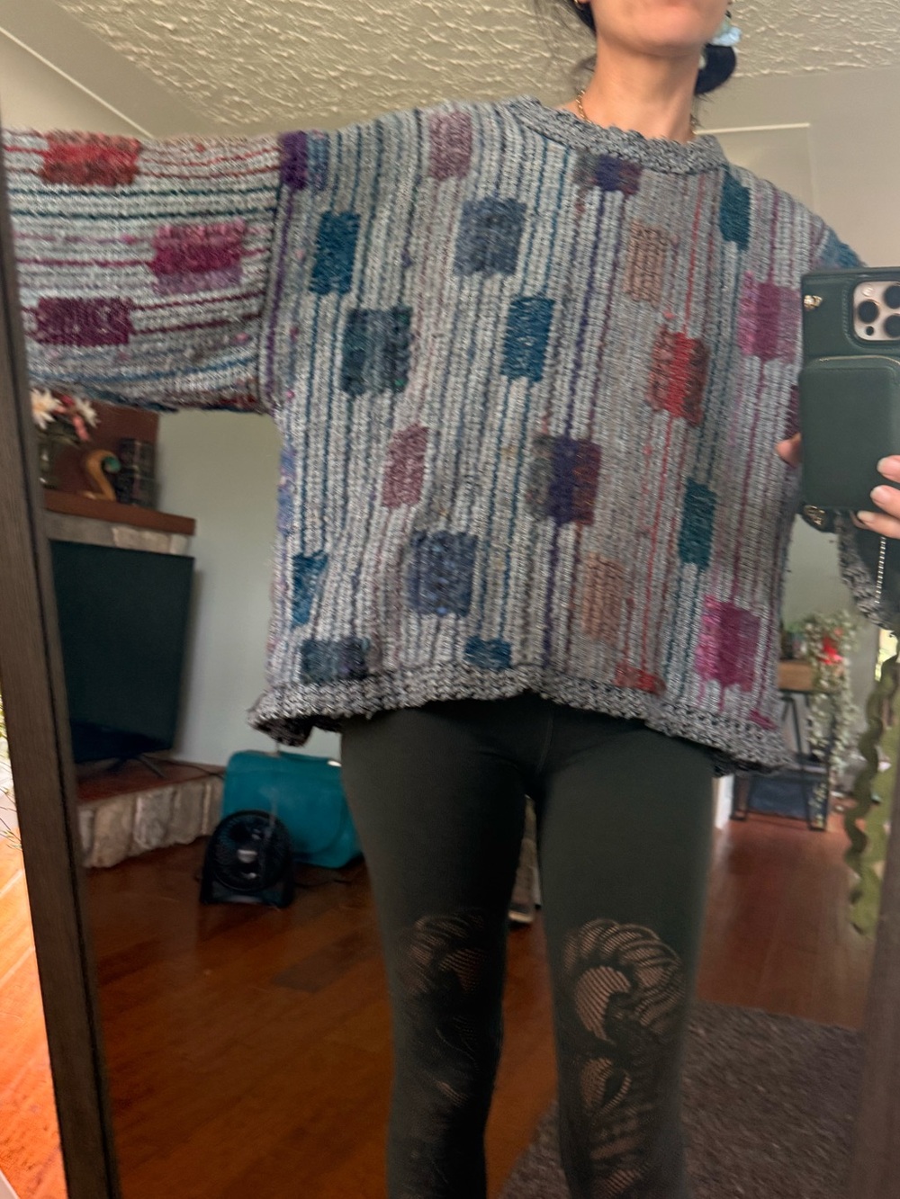 Cozy Vintage Patterned Boxy Knit Sweater see description for sizing. - Picture 3 of 11